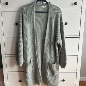 American Eagle Women's Green Waffle Knit Cardigan Sweater ( Medium )